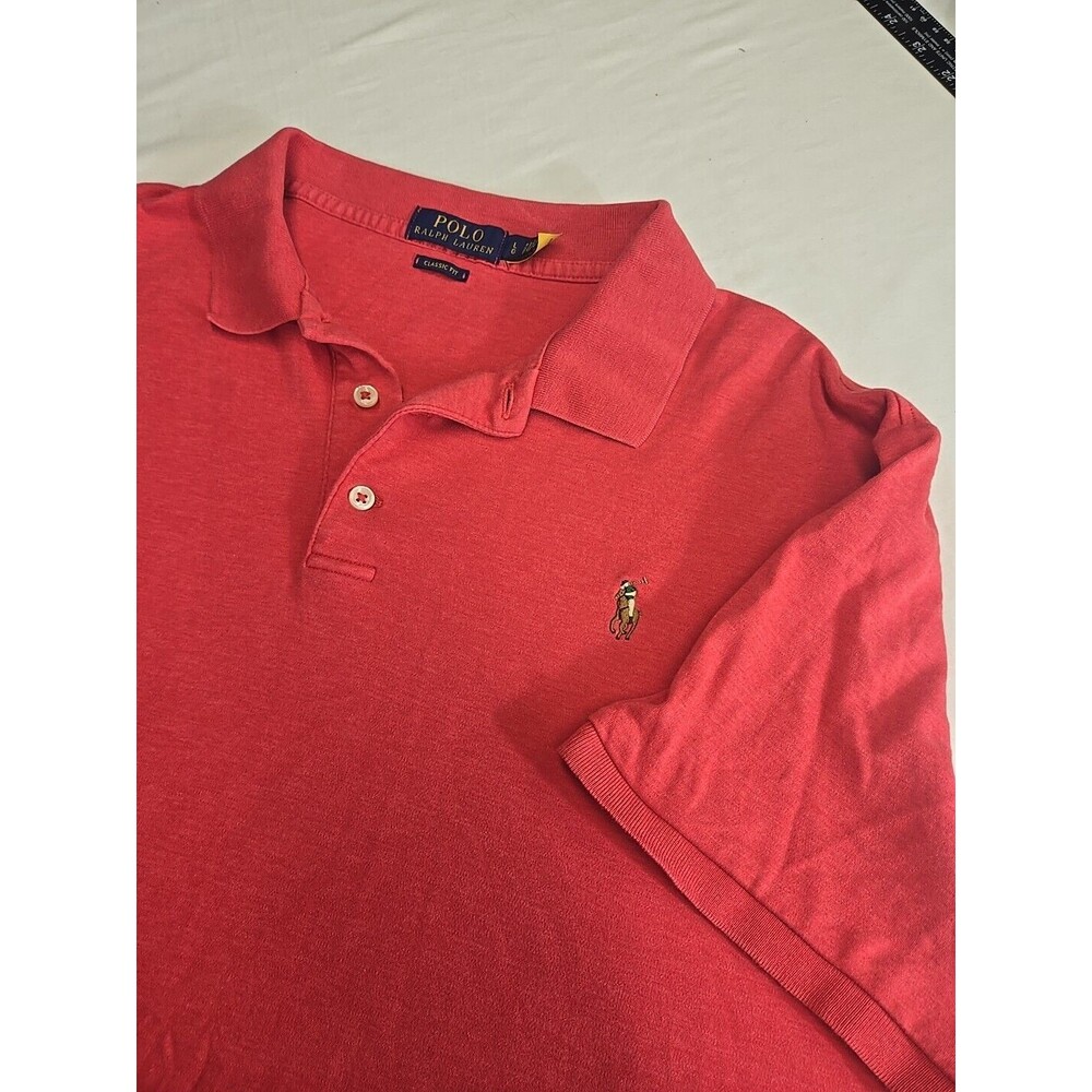 Polo Ralph Lauren Classic Fit Salmon Pink Short Sleeve Polo Men's Large Cotton - Picture 3 of 12